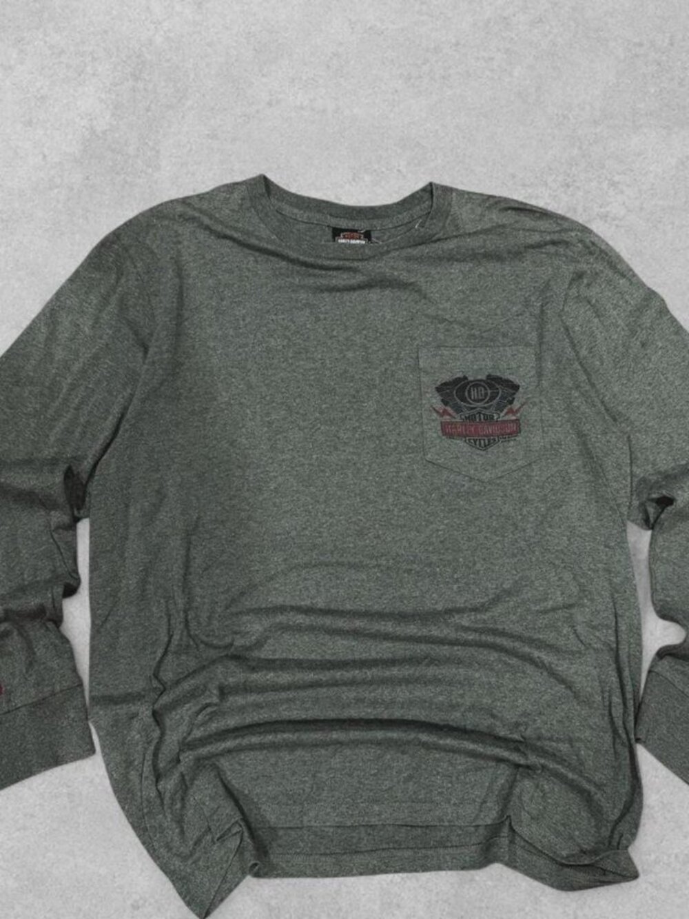 Harley Davidson Men's Grey and Green Shirt